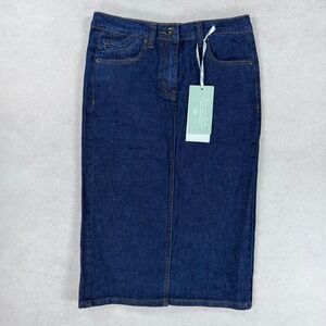 Chaconia Dolls Womens Denim Midi Skirt Dark Wash Stretch Pencil Skirt Size S NWT